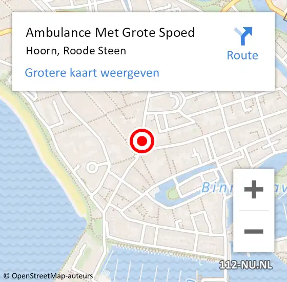 Locatie op kaart van de 112 melding: Ambulance Met Grote Spoed Naar Hoorn, Roode Steen op 14 september 2024 03:41