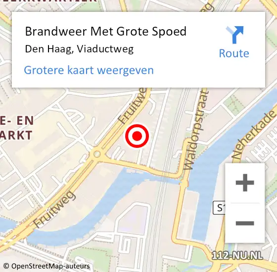 Locatie op kaart van de 112 melding: Brandweer Met Grote Spoed Naar Den Haag, Viaductweg op 14 september 2024 03:47