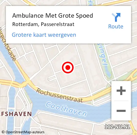 Locatie op kaart van de 112 melding: Ambulance Met Grote Spoed Naar Rotterdam, Passerelstraat op 14 september 2024 04:01