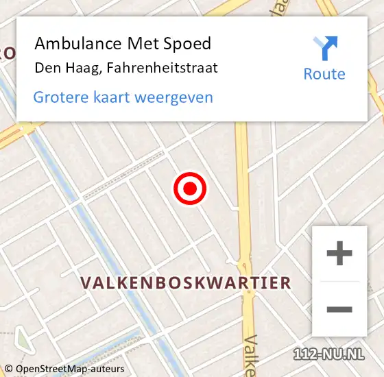 Locatie op kaart van de 112 melding: Ambulance Met Spoed Naar Den Haag, Fahrenheitstraat op 14 september 2024 04:07