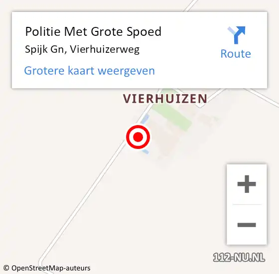 Locatie op kaart van de 112 melding: Politie Met Grote Spoed Naar Spijk Gn, Vierhuizerweg op 14 september 2024 04:20