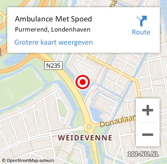 Locatie op kaart van de 112 melding: Ambulance Met Spoed Naar Purmerend, Londenhaven op 14 september 2024 04:27