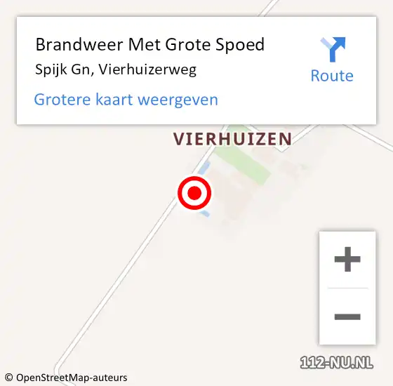 Locatie op kaart van de 112 melding: Brandweer Met Grote Spoed Naar Spijk Gn, Vierhuizerweg op 14 september 2024 04:34