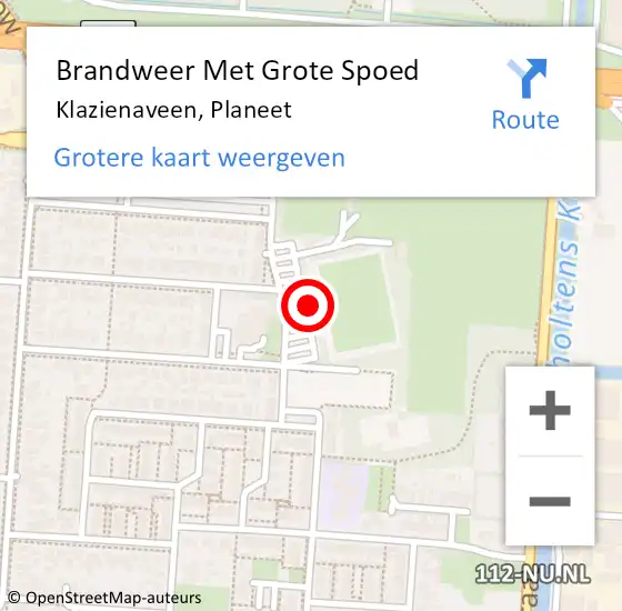 Locatie op kaart van de 112 melding: Brandweer Met Grote Spoed Naar Klazienaveen, Planeet op 20 oktober 2014 06:39