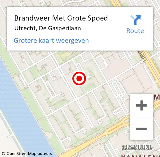 Locatie op kaart van de 112 melding: Brandweer Met Grote Spoed Naar Utrecht, De Gasperilaan op 14 september 2024 04:48