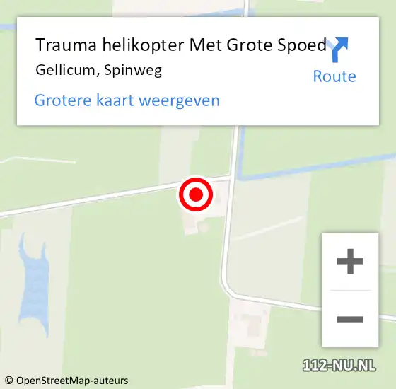 Locatie op kaart van de 112 melding: Trauma helikopter Met Grote Spoed Naar Gellicum, Spinweg op 14 september 2024 05:02