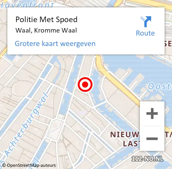 Locatie op kaart van de 112 melding: Politie Met Spoed Naar Waal, Kromme Waal op 14 september 2024 05:37