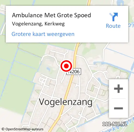 Locatie op kaart van de 112 melding: Ambulance Met Grote Spoed Naar Vogelenzang, Kerkweg op 14 september 2024 05:47