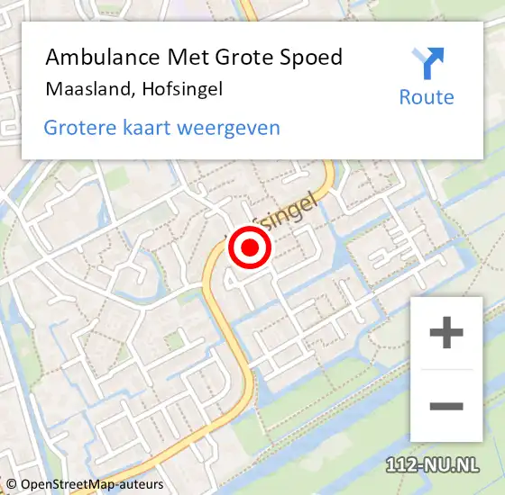 Locatie op kaart van de 112 melding: Ambulance Met Grote Spoed Naar Maasland, Hofsingel op 14 september 2024 05:59