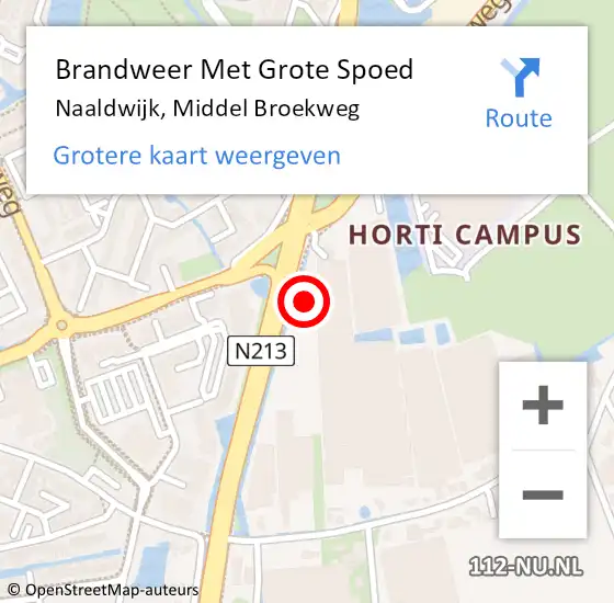 Locatie op kaart van de 112 melding: Brandweer Met Grote Spoed Naar Naaldwijk, Middel Broekweg op 14 september 2024 06:07