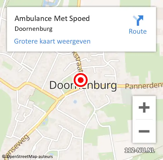 Locatie op kaart van de 112 melding: Ambulance Met Spoed Naar Doornenburg op 14 september 2024 06:10