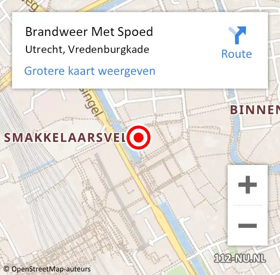 Locatie op kaart van de 112 melding: Brandweer Met Spoed Naar Utrecht, Vredenburgkade op 14 september 2024 07:32