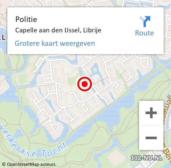 Locatie op kaart van de 112 melding: Politie Capelle aan den IJssel, Librije op 14 september 2024 07:59