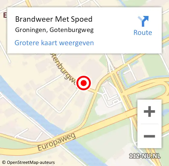 Locatie op kaart van de 112 melding: Brandweer Met Spoed Naar Groningen, Gotenburgweg op 14 september 2024 08:01