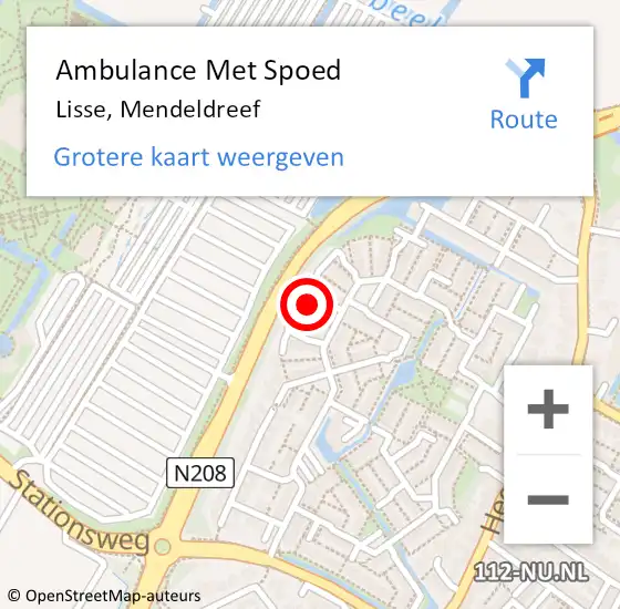 Locatie op kaart van de 112 melding: Ambulance Met Spoed Naar Lisse, Mendeldreef op 14 september 2024 08:04