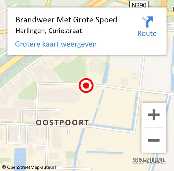 Locatie op kaart van de 112 melding: Brandweer Met Grote Spoed Naar Harlingen, Curiestraat op 20 oktober 2014 07:00