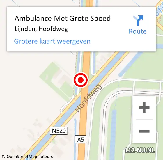 Locatie op kaart van de 112 melding: Ambulance Met Grote Spoed Naar Lijnden, Hoofdweg op 14 september 2024 08:19