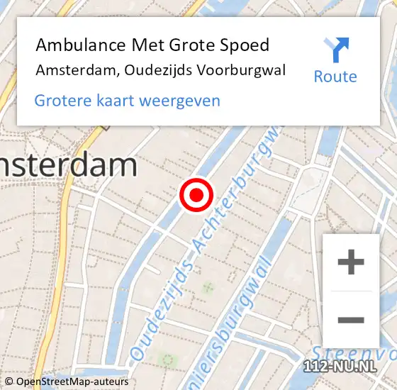 Locatie op kaart van de 112 melding: Ambulance Met Grote Spoed Naar Amsterdam, Oudezijds Voorburgwal op 14 september 2024 08:28