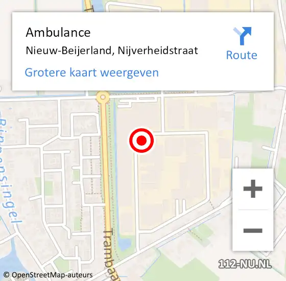 Locatie op kaart van de 112 melding: Ambulance Nieuw-Beijerland, Nijverheidstraat op 14 september 2024 08:28