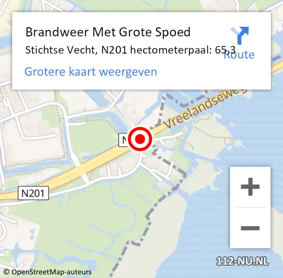 Locatie op kaart van de 112 melding: Brandweer Met Grote Spoed Naar Stichtse Vecht, N201 hectometerpaal: 65,3 op 14 september 2024 08:39