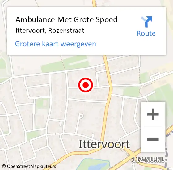 Locatie op kaart van de 112 melding: Ambulance Met Grote Spoed Naar Ittervoort, Rozenstraat op 14 september 2024 08:40