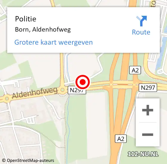 Locatie op kaart van de 112 melding: Politie Born, Aldenhofweg op 14 september 2024 08:44