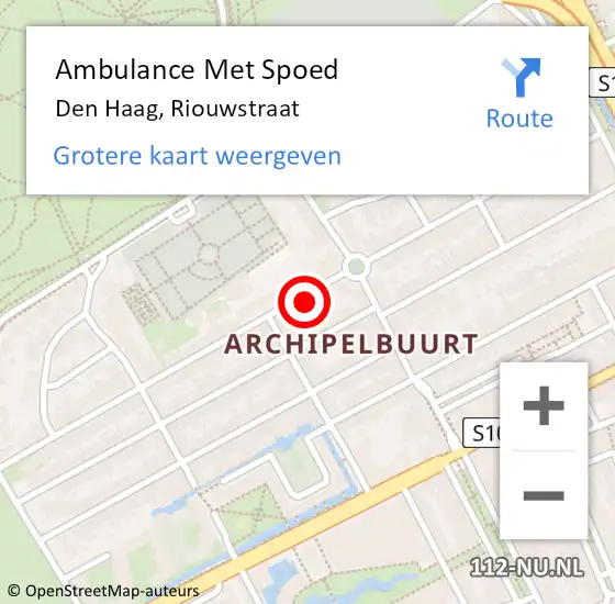 Locatie op kaart van de 112 melding: Ambulance Met Spoed Naar Den Haag, Riouwstraat op 14 september 2024 08:59