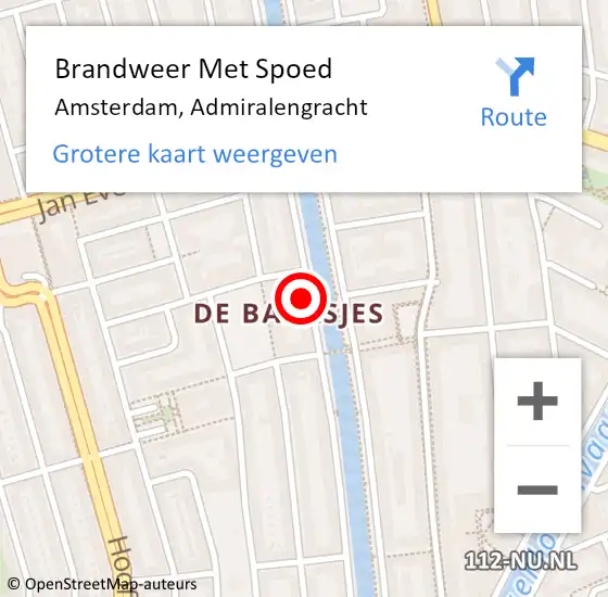 Locatie op kaart van de 112 melding: Brandweer Met Spoed Naar Amsterdam, Admiralengracht op 14 september 2024 09:10