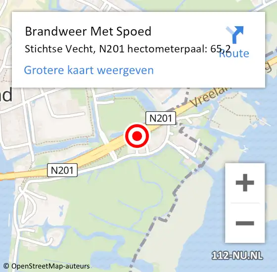 Locatie op kaart van de 112 melding: Brandweer Met Spoed Naar Stichtse Vecht, N201 hectometerpaal: 65,2 op 14 september 2024 09:14