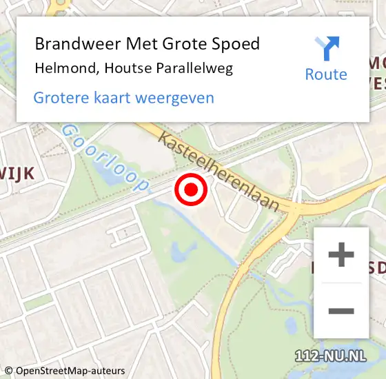 Locatie op kaart van de 112 melding: Brandweer Met Grote Spoed Naar Helmond, Houtse Parallelweg op 14 september 2024 09:39