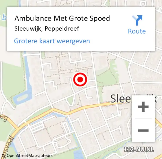 Locatie op kaart van de 112 melding: Ambulance Met Grote Spoed Naar Sleeuwijk, Peppeldreef op 14 september 2024 09:54