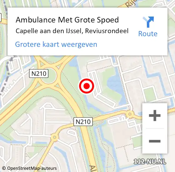 Locatie op kaart van de 112 melding: Ambulance Met Grote Spoed Naar Capelle aan den IJssel, Reviusrondeel op 14 september 2024 09:57