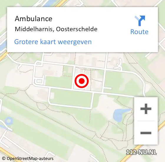 Locatie op kaart van de 112 melding: Ambulance Middelharnis, Oosterschelde op 14 september 2024 10:06