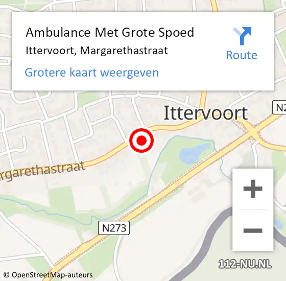 Locatie op kaart van de 112 melding: Ambulance Met Grote Spoed Naar Ittervoort, Margarethastraat op 14 september 2024 10:14