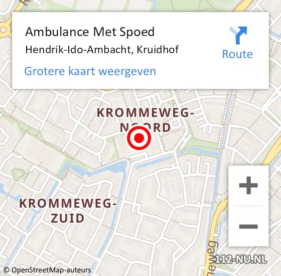 Locatie op kaart van de 112 melding: Ambulance Met Spoed Naar Hendrik-Ido-Ambacht, Kruidhof op 14 september 2024 10:33