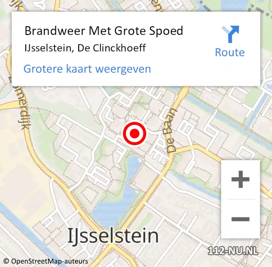 Locatie op kaart van de 112 melding: Brandweer Met Grote Spoed Naar IJsselstein, De Clinckhoeff op 14 september 2024 10:40