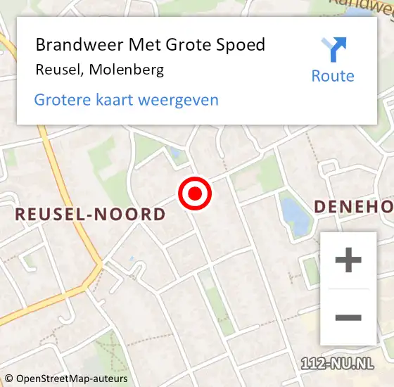 Locatie op kaart van de 112 melding: Brandweer Met Grote Spoed Naar Reusel, Molenberg op 14 september 2024 10:43