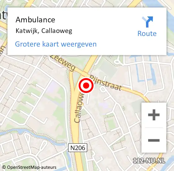 Locatie op kaart van de 112 melding: Ambulance Katwijk, Callaoweg op 14 september 2024 11:26