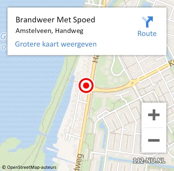 Locatie op kaart van de 112 melding: Brandweer Met Spoed Naar Amstelveen, Handweg op 14 september 2024 11:27