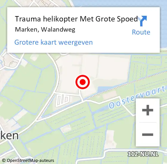 Locatie op kaart van de 112 melding: Trauma helikopter Met Grote Spoed Naar Marken, Walandweg op 14 september 2024 11:43