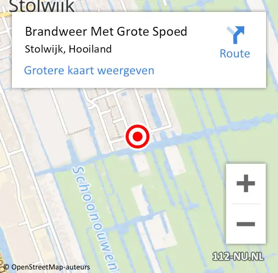 Locatie op kaart van de 112 melding: Brandweer Met Grote Spoed Naar Stolwijk, Hooiland op 14 september 2024 11:51