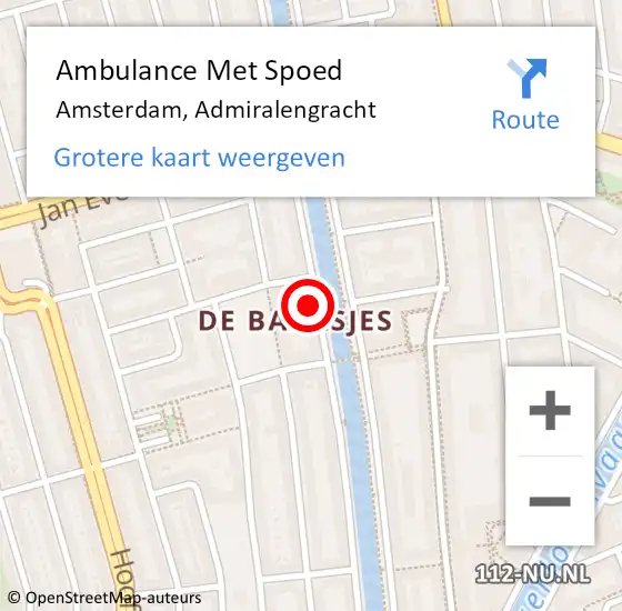 Locatie op kaart van de 112 melding: Ambulance Met Spoed Naar Amsterdam, Admiralengracht op 14 september 2024 12:05