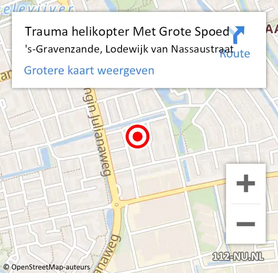 Locatie op kaart van de 112 melding: Trauma helikopter Met Grote Spoed Naar 's-Gravenzande, Lodewijk van Nassaustraat op 14 september 2024 12:05