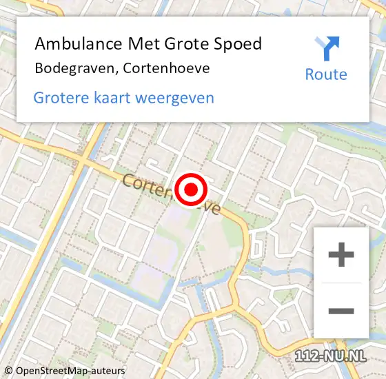 Locatie op kaart van de 112 melding: Ambulance Met Grote Spoed Naar Bodegraven, Cortenhoeve op 14 september 2024 12:14