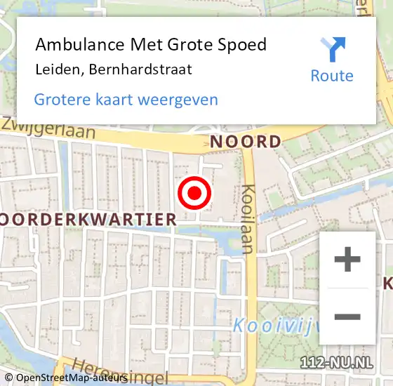 Locatie op kaart van de 112 melding: Ambulance Met Grote Spoed Naar Warmond, Bernhardstraat op 14 september 2024 12:16