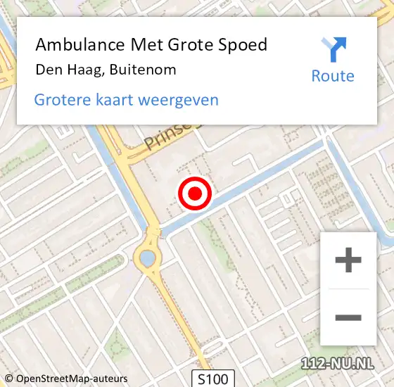 Locatie op kaart van de 112 melding: Ambulance Met Grote Spoed Naar Den Haag, Buitenom op 14 september 2024 12:29