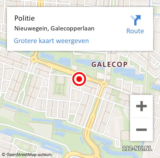 Locatie op kaart van de 112 melding: Politie Nieuwegein, Galecopperlaan op 14 september 2024 12:31