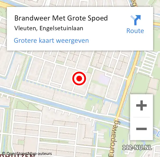 Locatie op kaart van de 112 melding: Brandweer Met Grote Spoed Naar Vleuten, Engelsetuinlaan op 14 september 2024 12:36