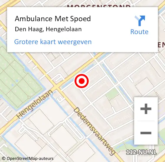 Locatie op kaart van de 112 melding: Ambulance Met Spoed Naar Den Haag, Hengelolaan op 14 september 2024 12:38