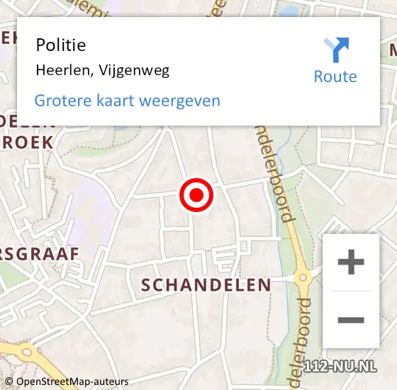 Locatie op kaart van de 112 melding: Politie Heerlen, Vijgenweg op 14 september 2024 12:46